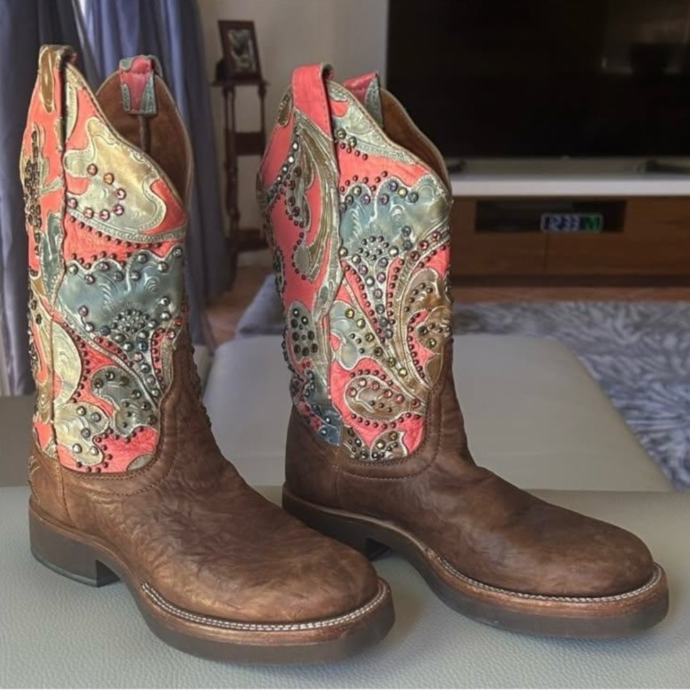 Kippys Brown and Pink Heeled Boots